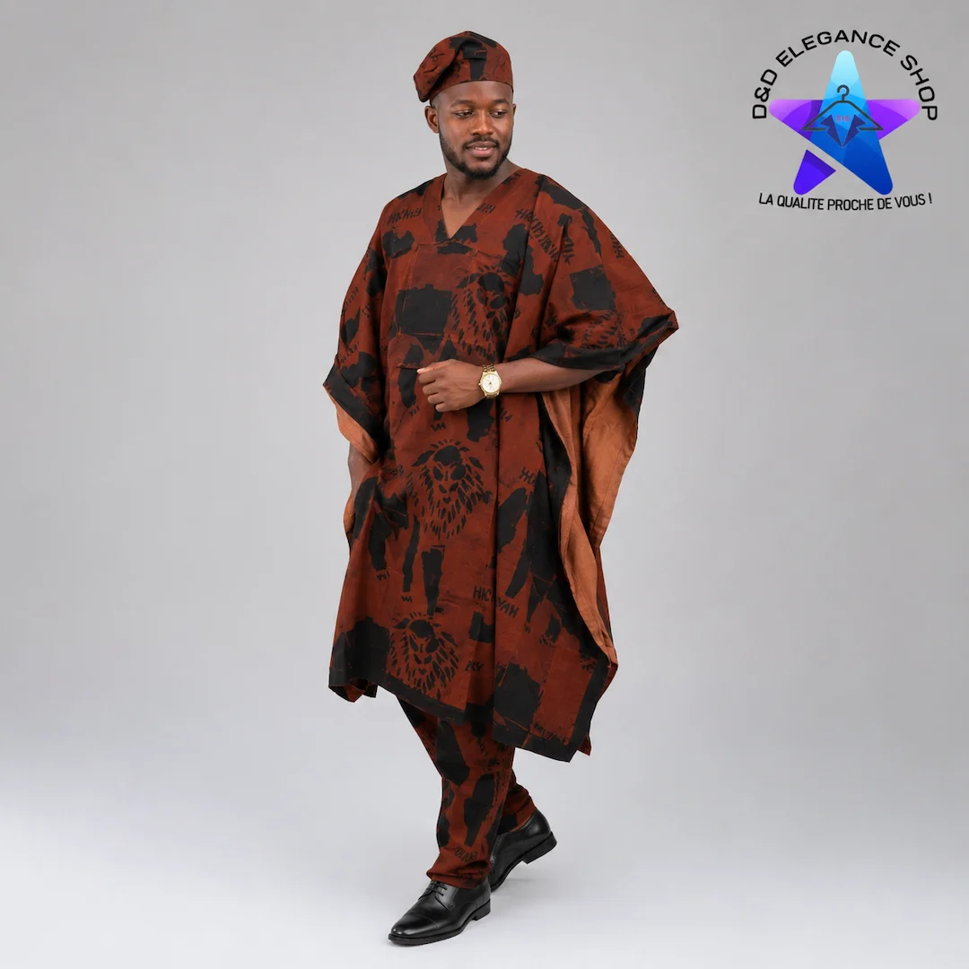 [ENS-T3F-GUI-001] ENSEMBLE TUNIQUE 3 PIECES FORET GUINEE  001