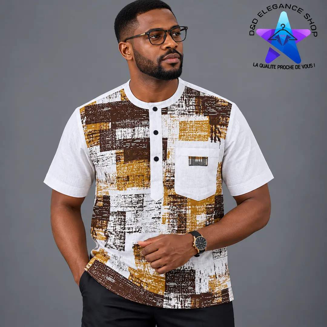 [CHE-CIV-SIM-0371] CHEMISE SIMPLE COTE D'IVOIRE  037 (LONGUE, XL)