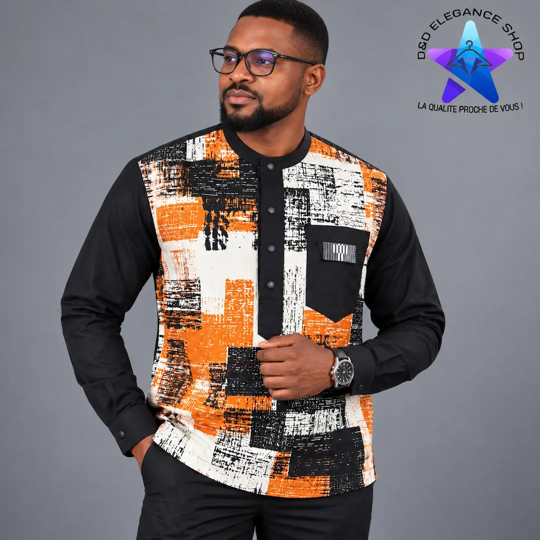 [CHE-CIV-SIM-0771] CHEMISE SIMPLE COTE D'IVOIRE  077 (LONGUE, XL)