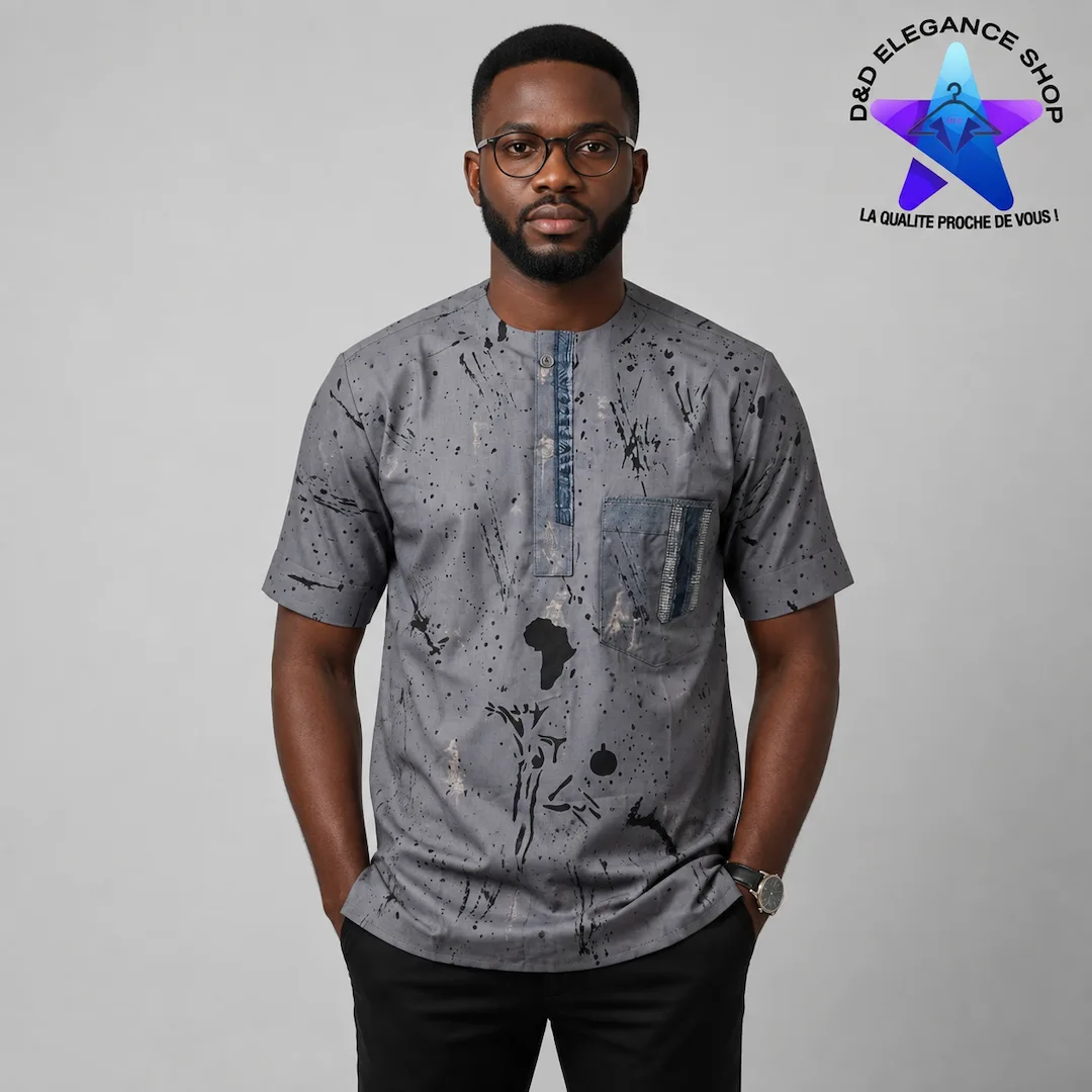 [CHE-BUR-BOG-021] CHEMISE BOGOLAN BURKINA  002 (LONGUE, XL)