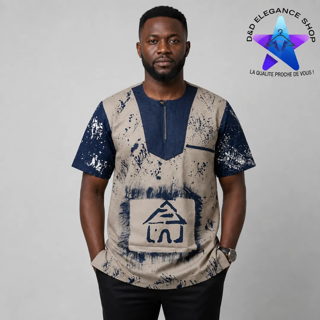 [CHE-BUR-BOG-0041] CHEMISE BOGOLAN BURKINA  004 (LONGUE, XL)