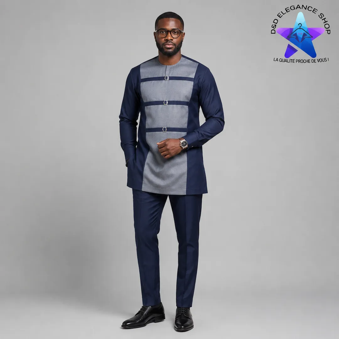 [ENS-TU2-CIV-0051] ENSEMBLE TUNIQUE 2 PIECES HOMME COTE D'IVOIRE  005 (XL)