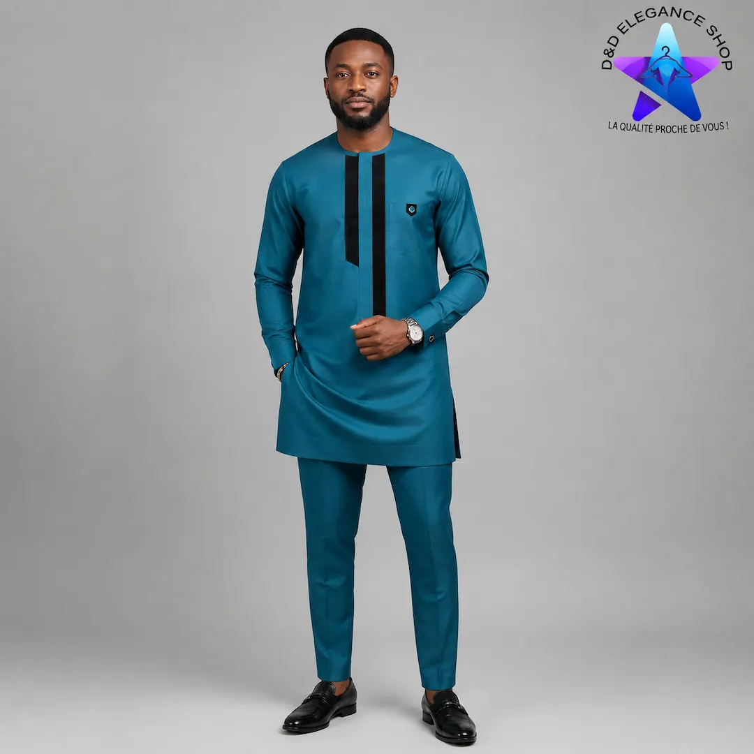 [ENS-TU2-CIV-0061] ENSEMBLE TUNIQUE 2 PIECES HOMME COTE D'IVOIRE  006 (XL)