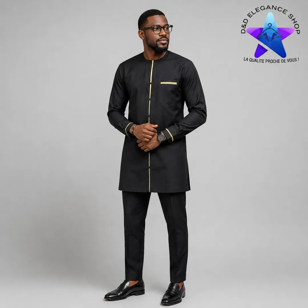 [ENS-TU2-CIV-0081] ENSEMBLE TUNIQUE 2 PIECES HOMME COTE D'IVOIRE  008 (LONGUE, XL)