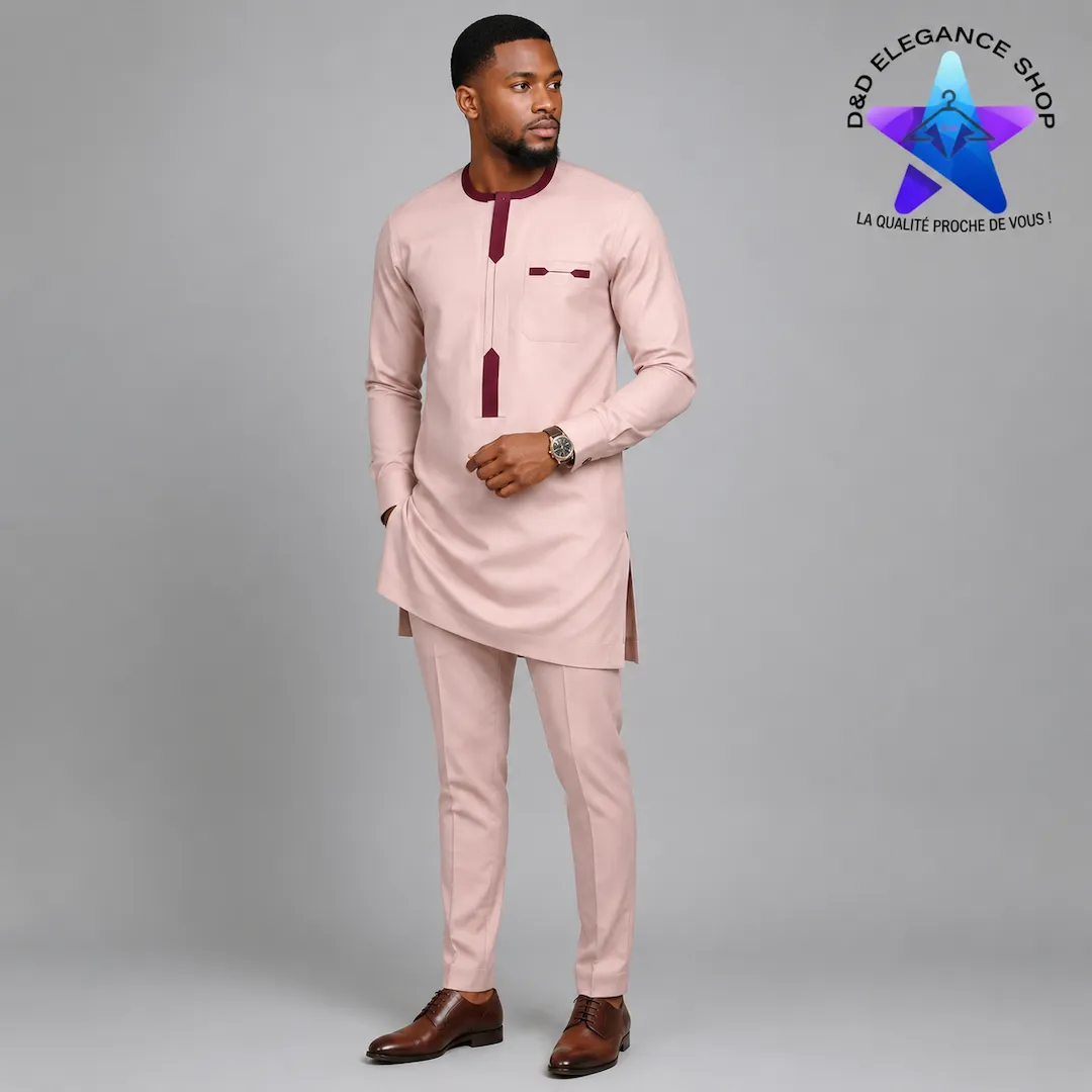 [ENS-TU2-CIV-0091] ENSEMBLE TUNIQUE 2 PIECES HOMME COTE D'IVOIRE  009 (LONGUE, XL)