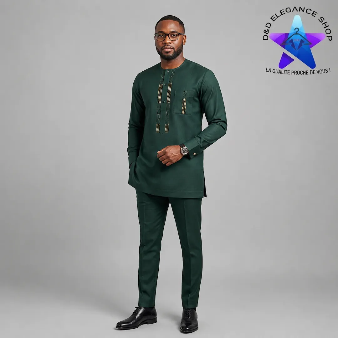 [ENS-TU2-CIV-0151] ENSEMBLE TUNIQUE 2 PIECES HOMME COTE D'IVOIRE  015 (XL)