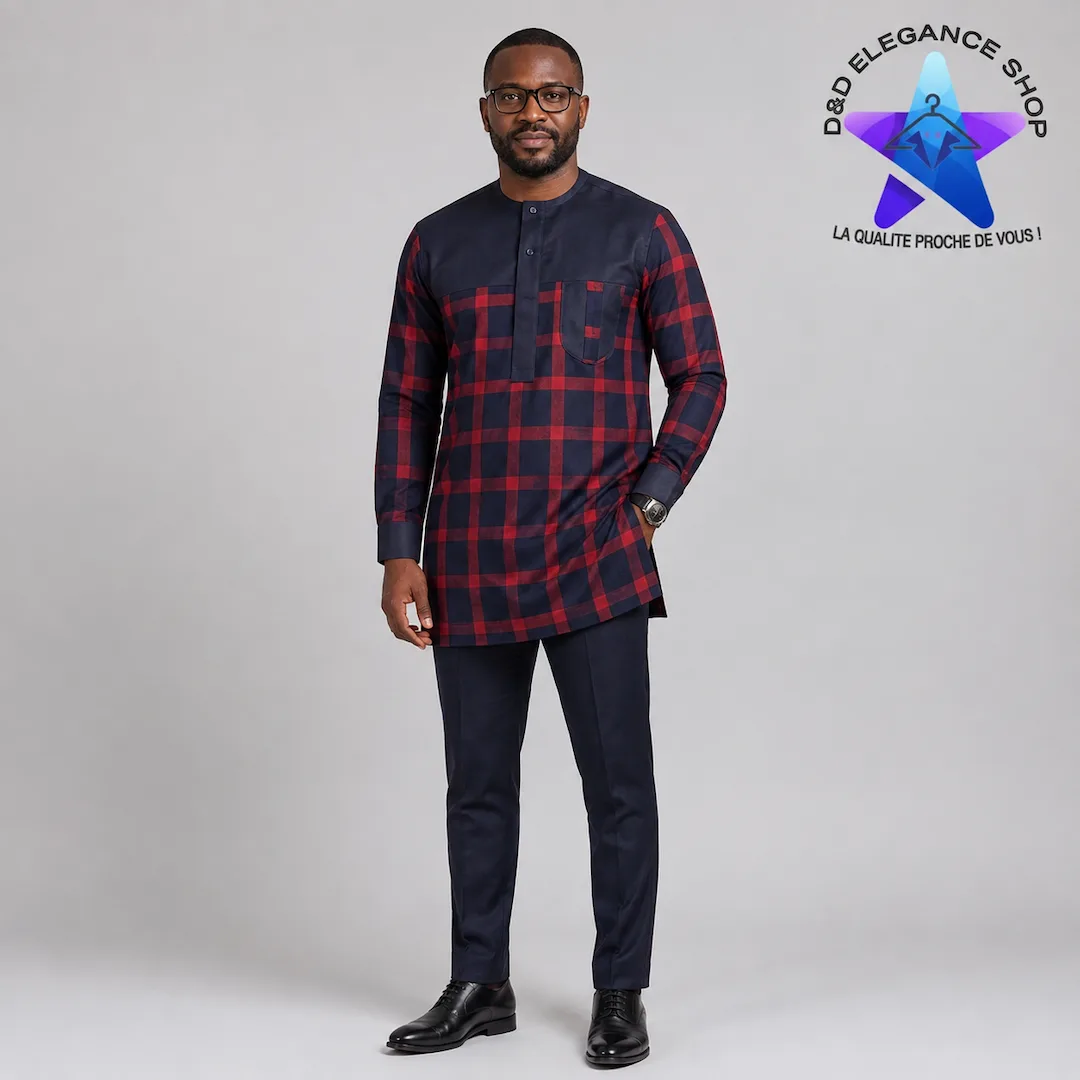[ENS-TU2-CIV-0221] ENSEMBLE TUNIQUE 2 PIECES HOMME COTE D'IVOIRE  022 (LONGUE, XL)