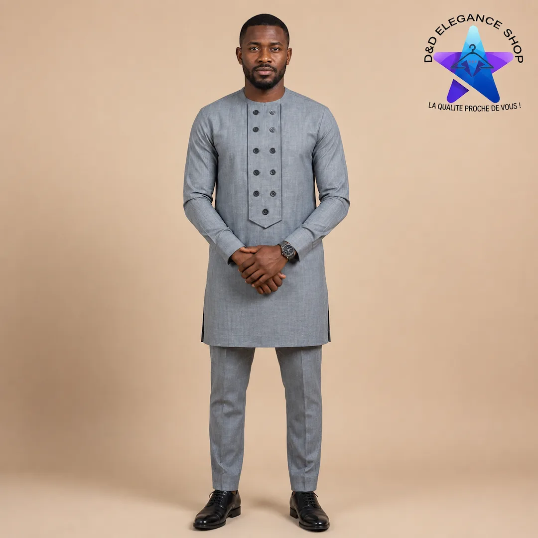 [ENS-TU2-CIV-0281] ENSEMBLE TUNIQUE 2 PIECES HOMME COTE D'IVOIRE  028 (XL)