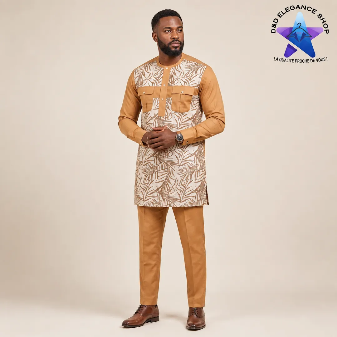 [ENS-TU2-CIV-0291] ENSEMBLE TUNIQUE 2 PIECES HOMME COTE D'IVOIRE  029 (LONGUE, XL)
