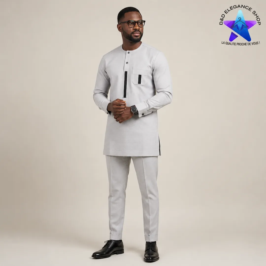 [ENS-TU2-CIV-0311] ENSEMBLE TUNIQUE 2 PIECES HOMME COTE D'IVOIRE  031 (LONGUE, XL)