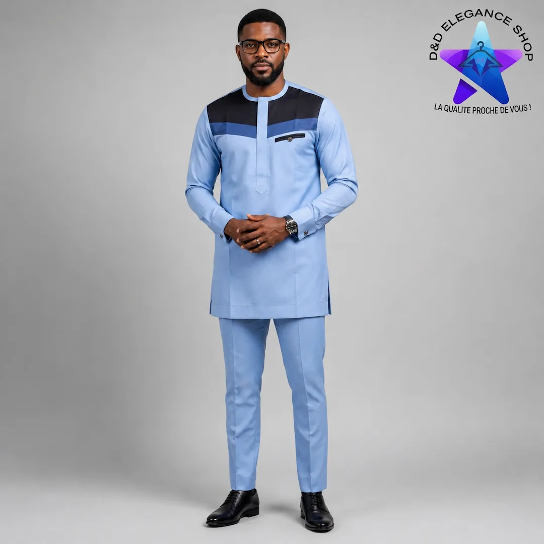 [ENS-TU2-CIV-0331] ENSEMBLE TUNIQUE 2 PIECES HOMME COTE D'IVOIRE  033 (LONGUE, XL)