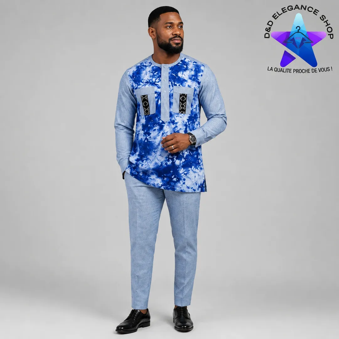 [ENS-TU2-CIV-0391] ENSEMBLE TUNIQUE 2 PIECES HOMME COTE D'IVOIRE  039 (LONGUE, XL)