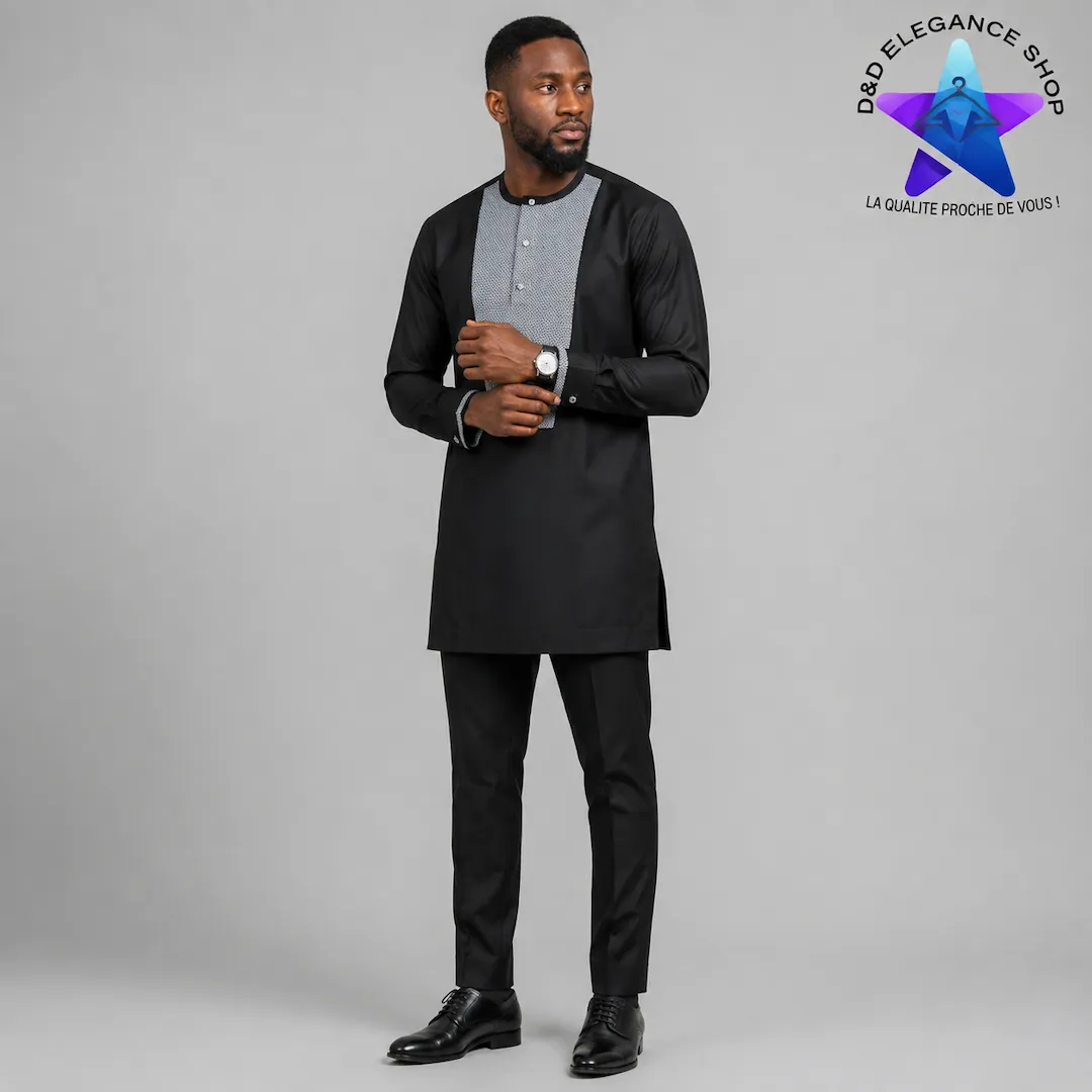 [ENS-TU2-CIV-0411] ENSEMBLE TUNIQUE 2 PIECES HOMME COTE D'IVOIRE  041 (XL)