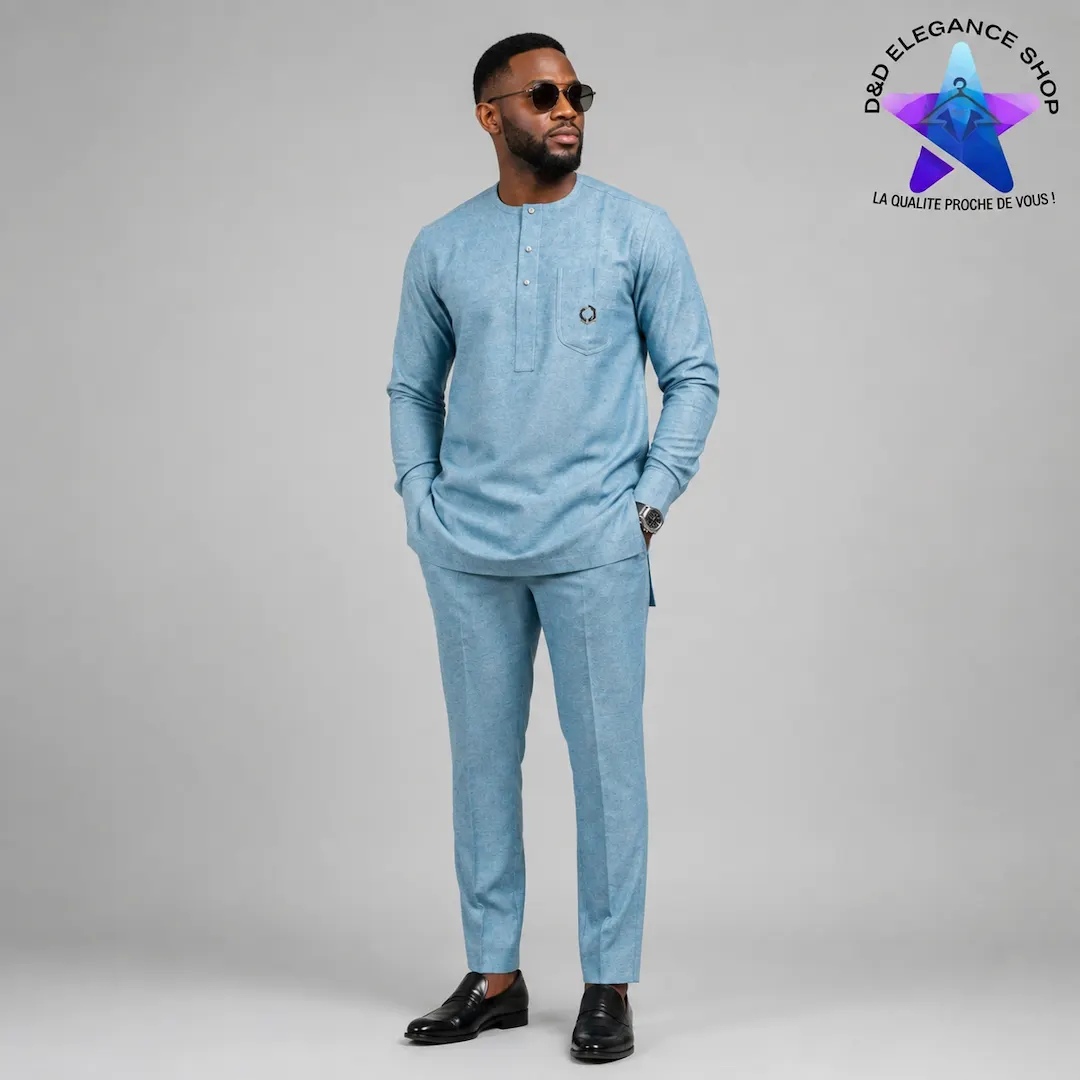 [ENS-TU2-CIV-0421] ENSEMBLE TUNIQUE 2 PIECES HOMME COTE D'IVOIRE  042 (XL)