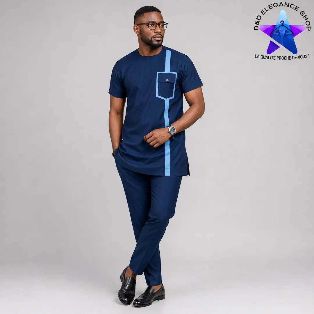 [ENS-TU2-CIV-0431] ENSEMBLE TUNIQUE 2 PIECES HOMME COTE D'IVOIRE  043 (LONGUE, XL)