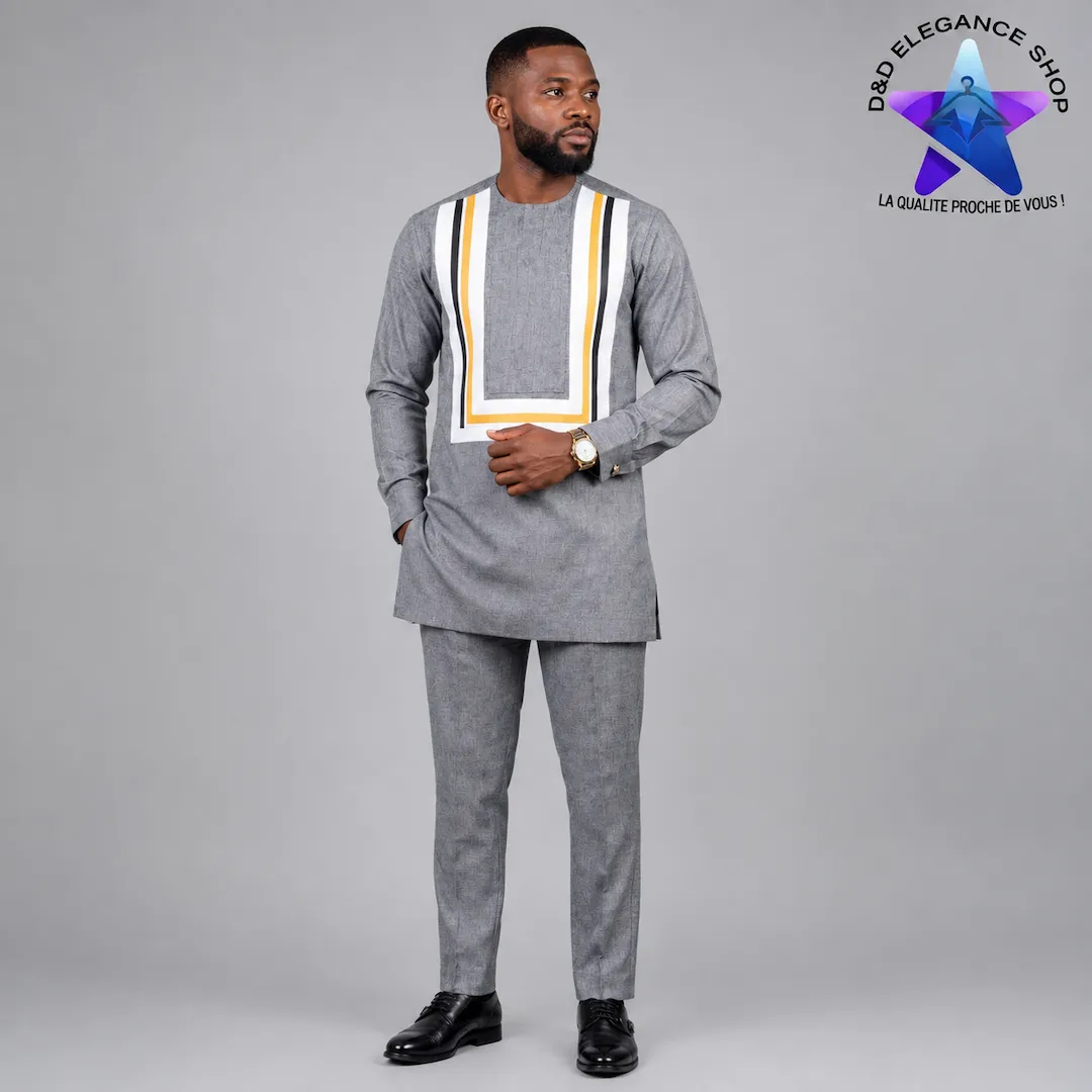 [ENS-TU2-CIV-0441] ENSEMBLE TUNIQUE 2 PIECES HOMME COTE D'IVOIRE  044 (XL)