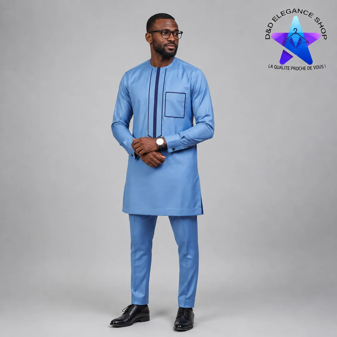 [ENS-TU2-CIV-0451] ENSEMBLE TUNIQUE 2 PIECES HOMME COTE D'IVOIRE  045 (LONGUE, XL)