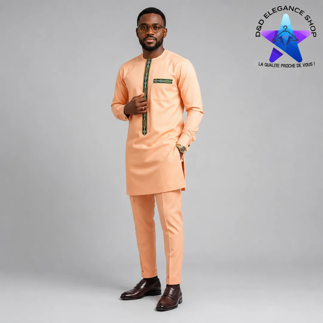 [ENS-TU2-CIV-0471] ENSEMBLE TUNIQUE 2 PIECES HOMME COTE D'IVOIRE  047 (XL)