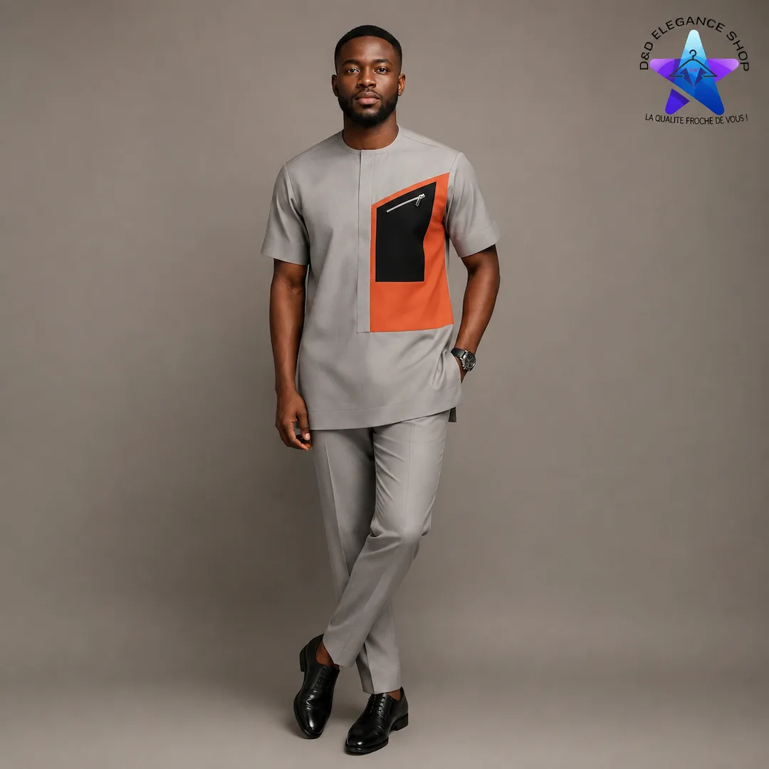[ENS-TU2-CIV-0481] ENSEMBLE TUNIQUE 2 PIECES HOMME COTE D'IVOIRE  048 (LONGUE, XL)