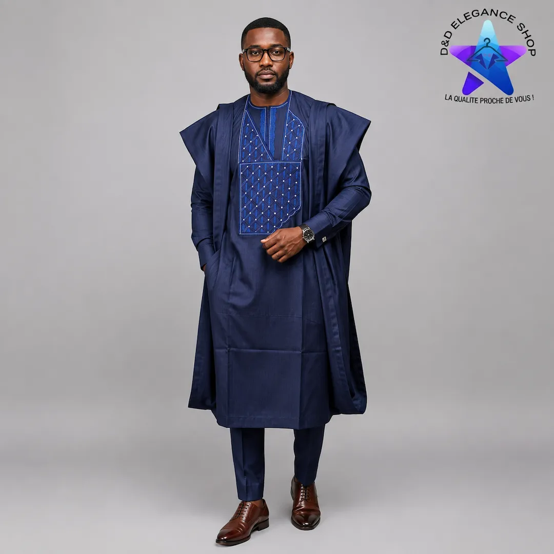 [ENS-TU3-CIV-0021] ENSEMBLE TUNIQUE 3 PIECES HOMME COTE D'IVOIRE 002 (XL)