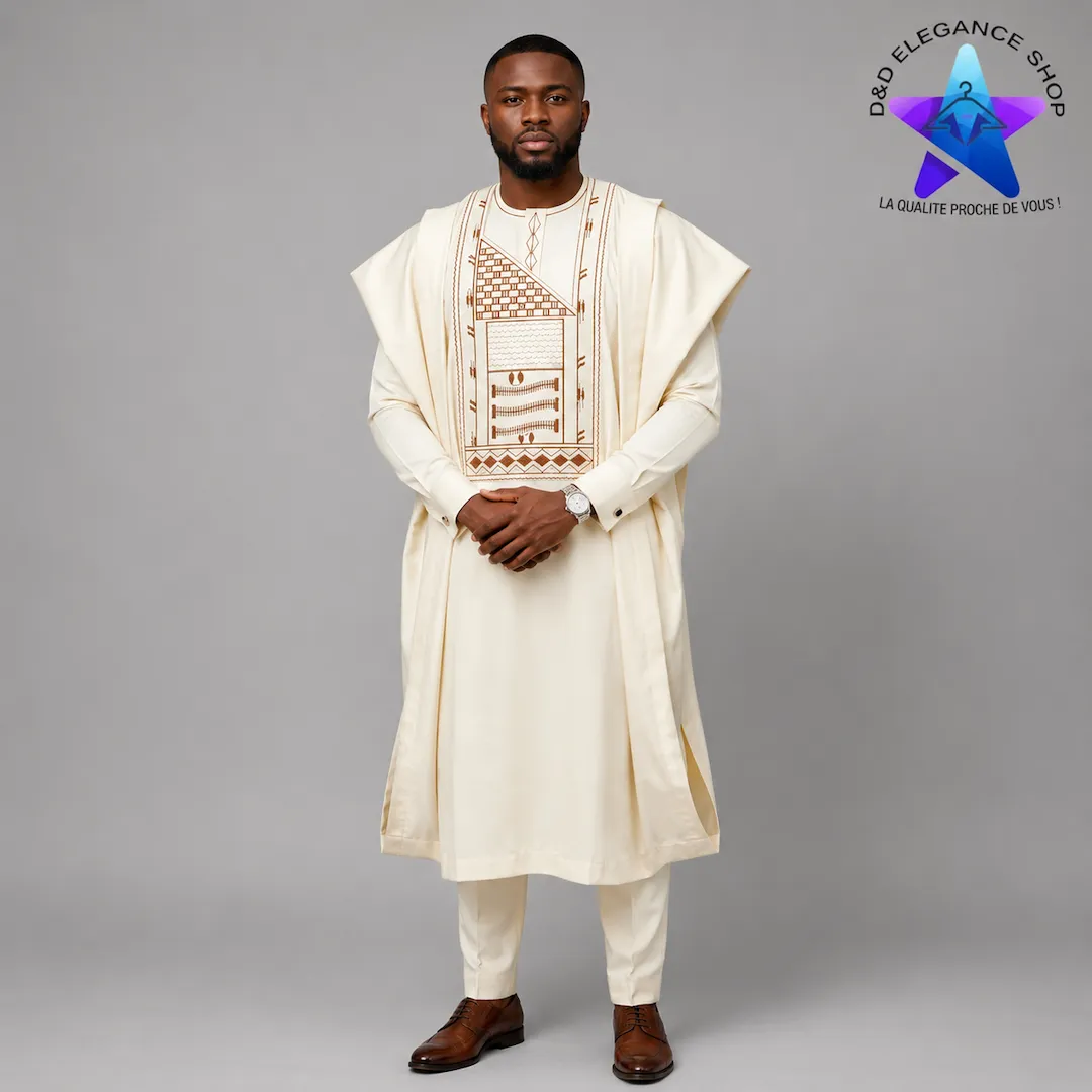 [ENS-TU3-CIV-0071] ENSEMBLE TUNIQUE 3 PIECES HOMME COTE D'IVOIRE 007 (XL)