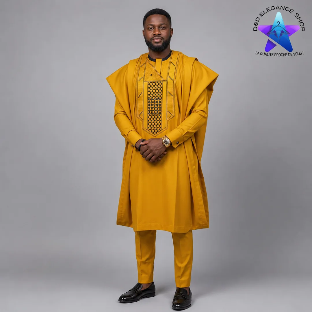 [ENS-TU3-CIV-0081] ENSEMBLE TUNIQUE 3 PIECES HOMME COTE D'IVOIRE 008 (XL)