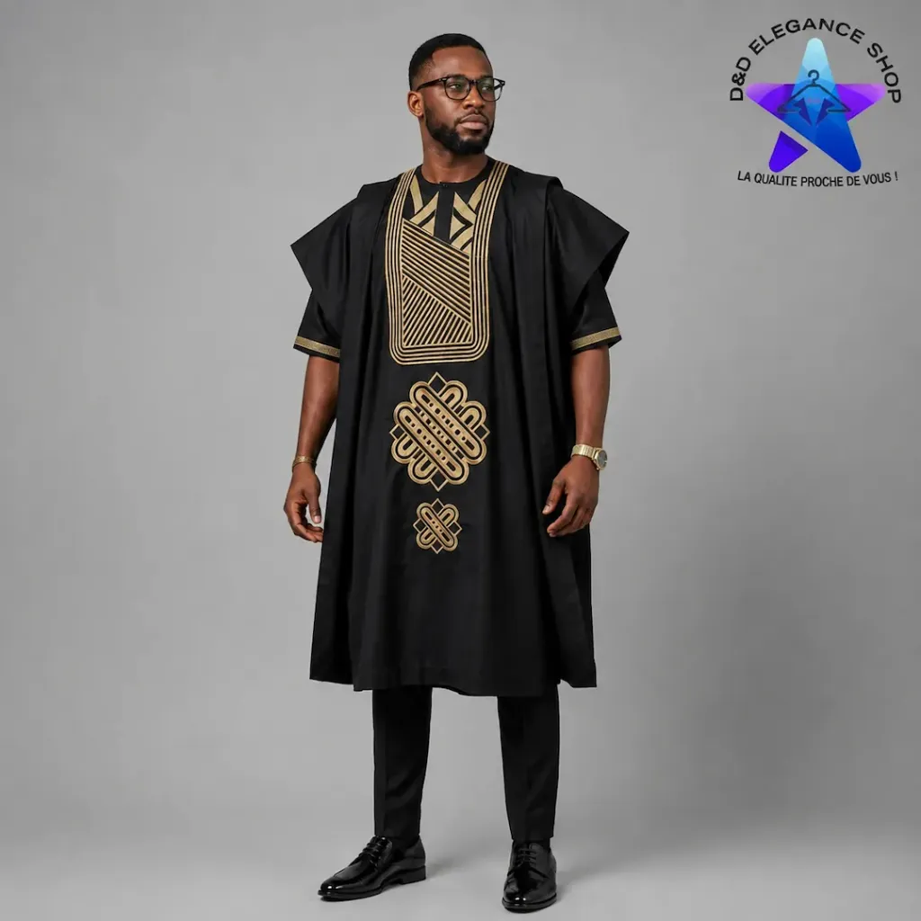 [ENS-TU3-CIV-0103] ENSEMBLE TUNIQUE 3 PIECES HOMME COTE D'IVOIRE 010 (XL)