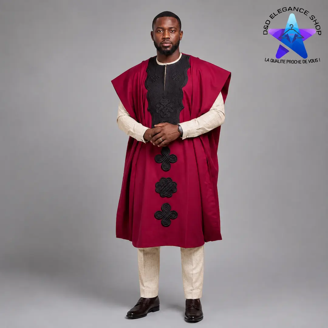 [ENS-TU3-CIV-0121] ENSEMBLE TUNIQUE 3 PIECES HOMME COTE D'IVOIRE 012 (XL)