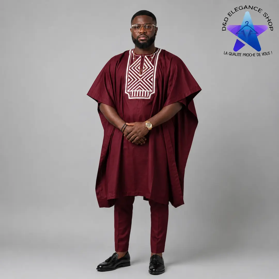 [ENS-TU3-CIV-0133] ENSEMBLE TUNIQUE 3 PIECES HOMME COTE D'IVOIRE 013 (XL)