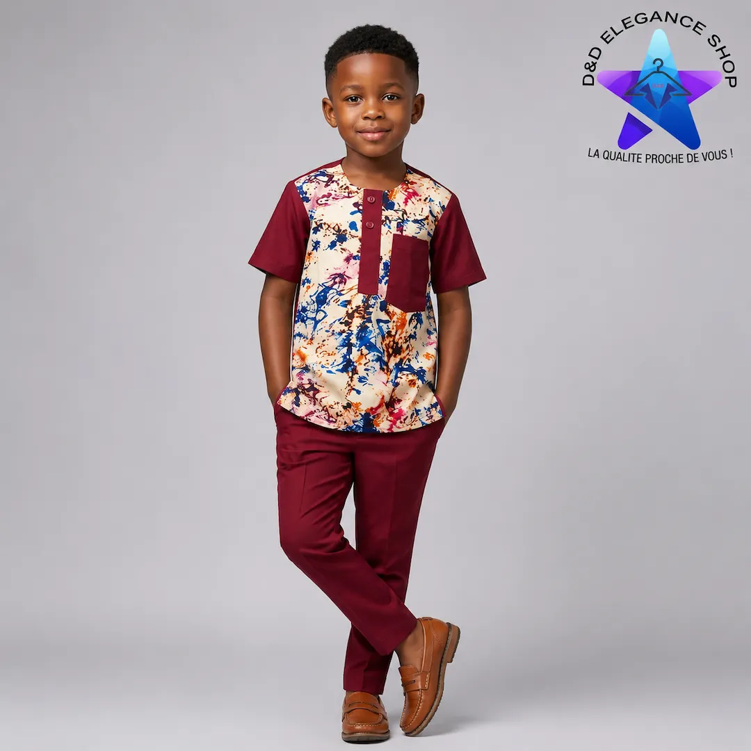 [ENS-T2E-CIV-0025] ENSEMBLE TUNIQUE  2 PIECES ENFANT COTE D'IVOIRE 002 (26 (4 ans))