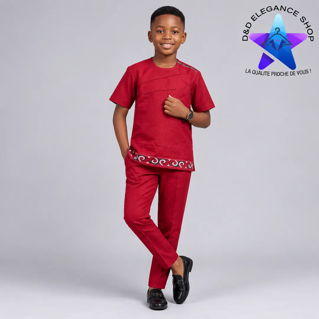 [ENS-T2E-CIV-0041] ENSEMBLE TUNIQUE  2 PIECES ENFANT COTE D'IVOIRE 004 (LONGUE, 26 (4 ans))