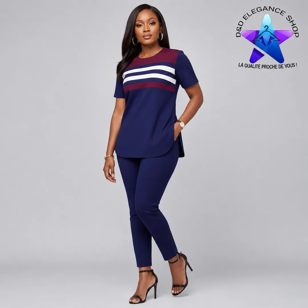[ENS-T2F-CIV-0041] ENSEMBLE TUNIQUE  2 PIECES FEMME COTE D'IVOIRE 004 (LONGUE, XL)