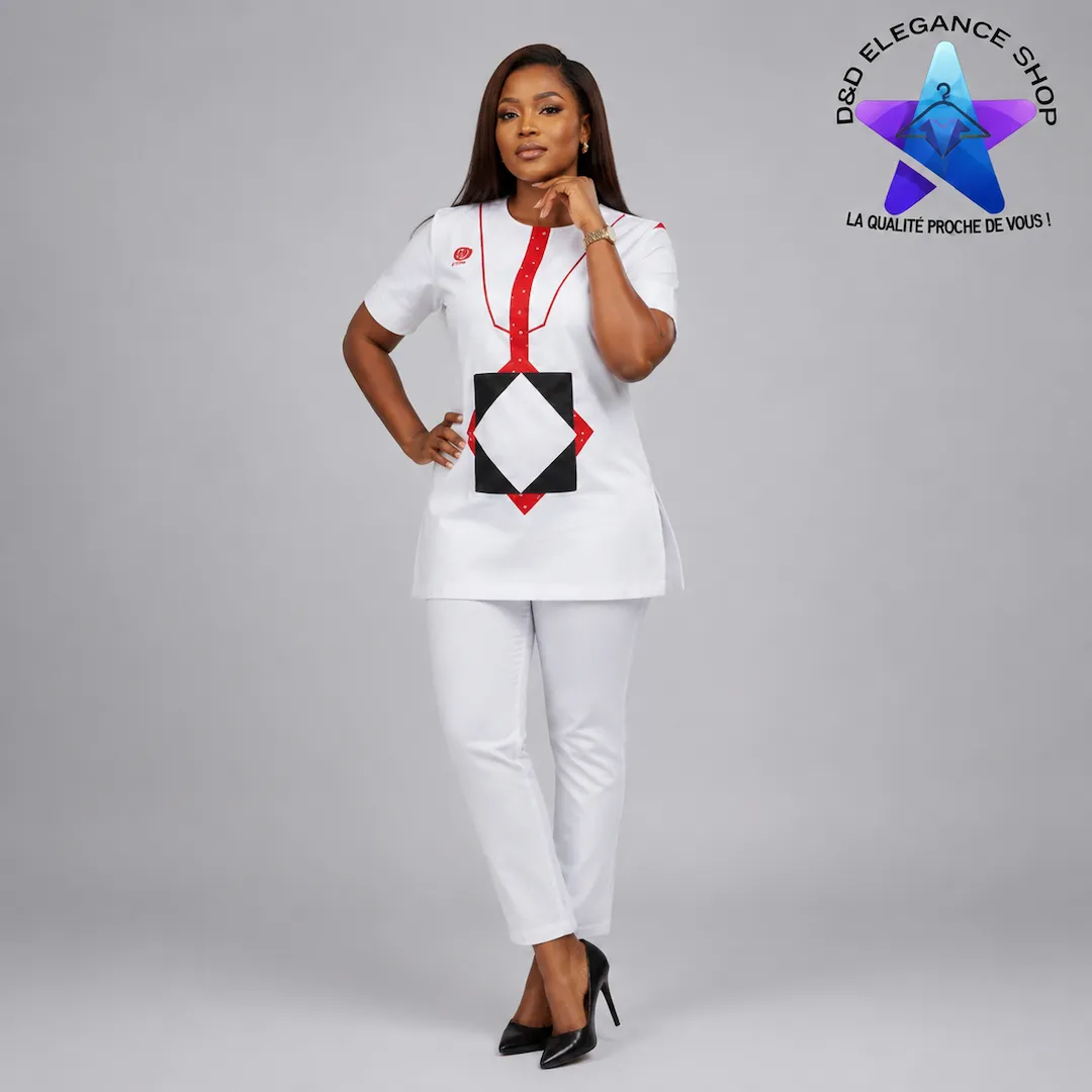 [ENS-T2F-CIV-0061] ENSEMBLE TUNIQUE  2 PIECES FEMME COTE D'IVOIRE 006 (LONGUE, XL)