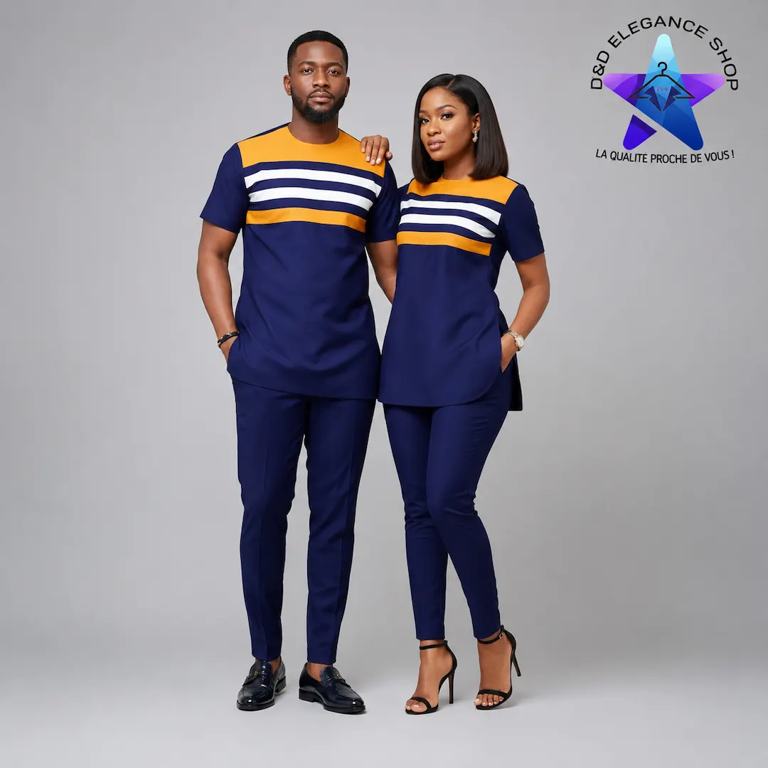 [ENS-TCO-CIV-0021] ENSEMBLE TUNIQUE  2 PIECES COUPLE COTE D'IVOIRE 002 (LONGUE, XL)