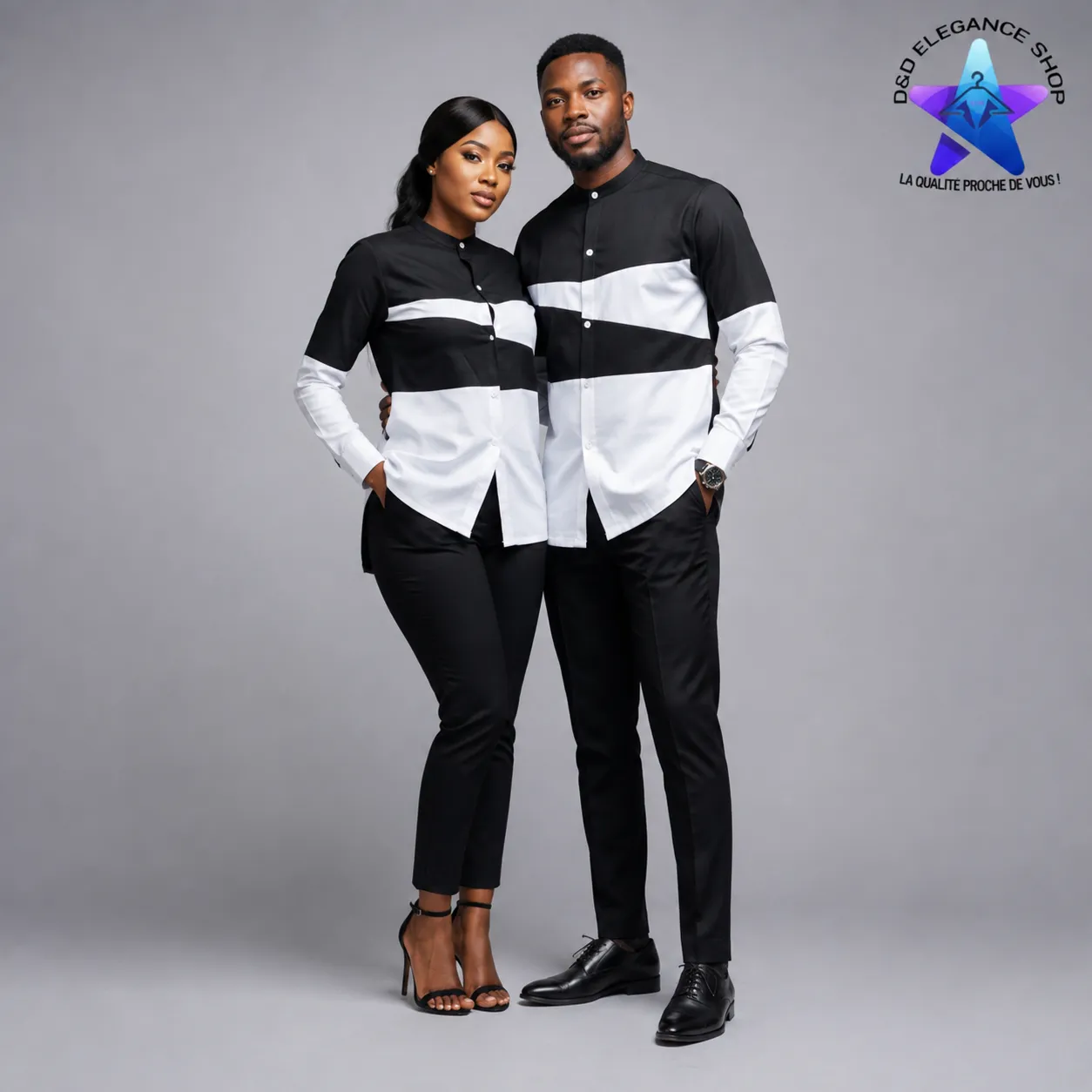 [ENS-TCO-CIV-0051] ENSEMBLE TUNIQUE  2 PIECES COUPLE COTE D'IVOIRE 005 (LONGUE, XL)