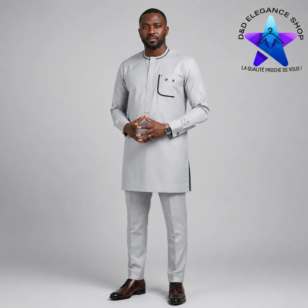 [ENS-TU2-MAL-0011] ENSEMBLE TUNIQUE  2 PIECES HOMME MALI 001 (LONGUE, XL)