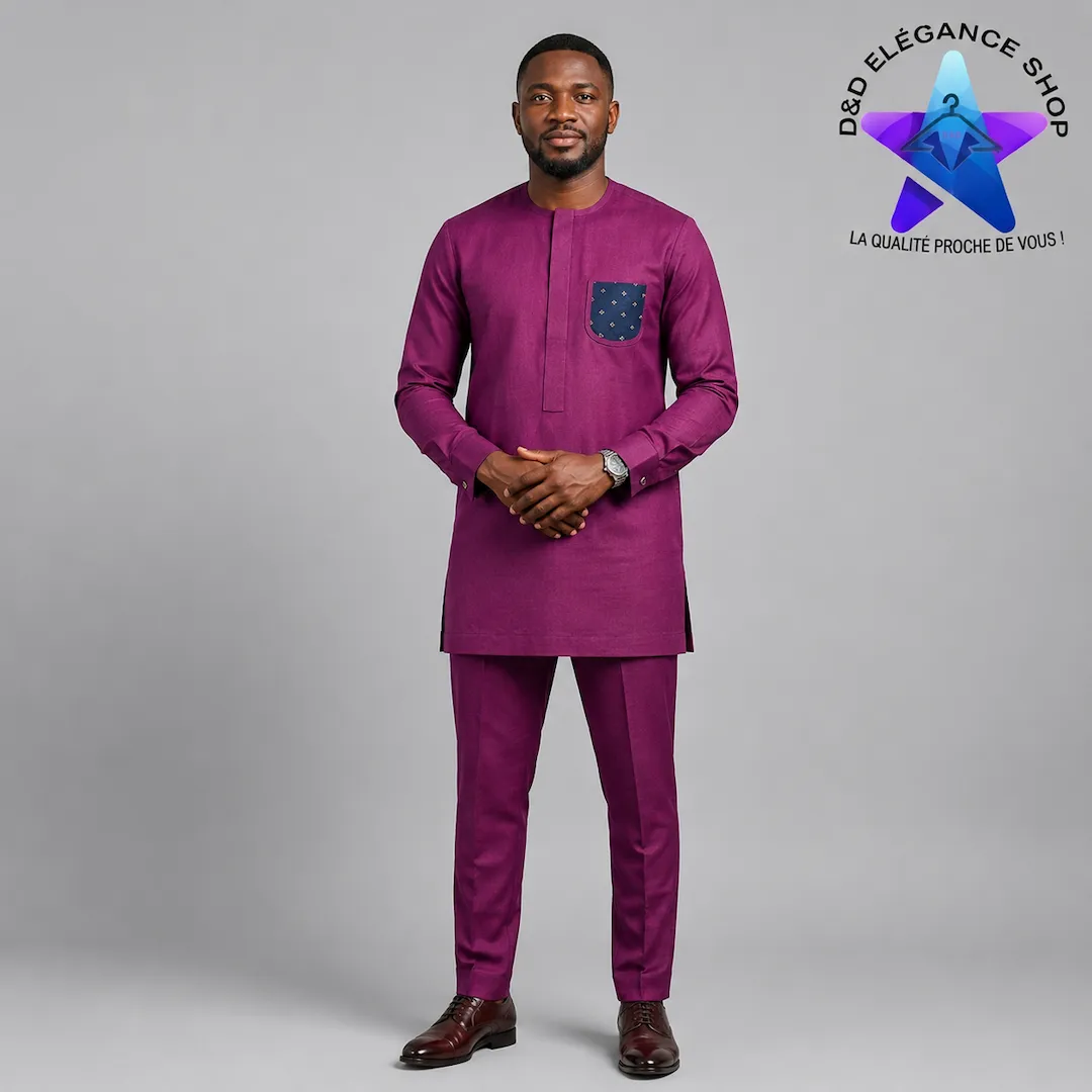 [ENS-TU2-MAL-0021] ENSEMBLE TUNIQUE  2 PIECES HOMME MALI 002 (LONGUE, XL)