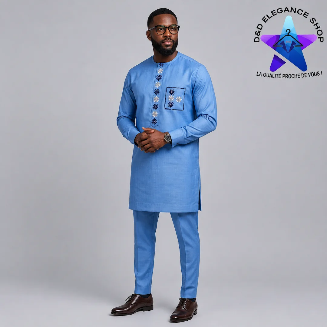 ENSEMBLE TUNIQUE  2 PIECES HOMME SENEGAL 009