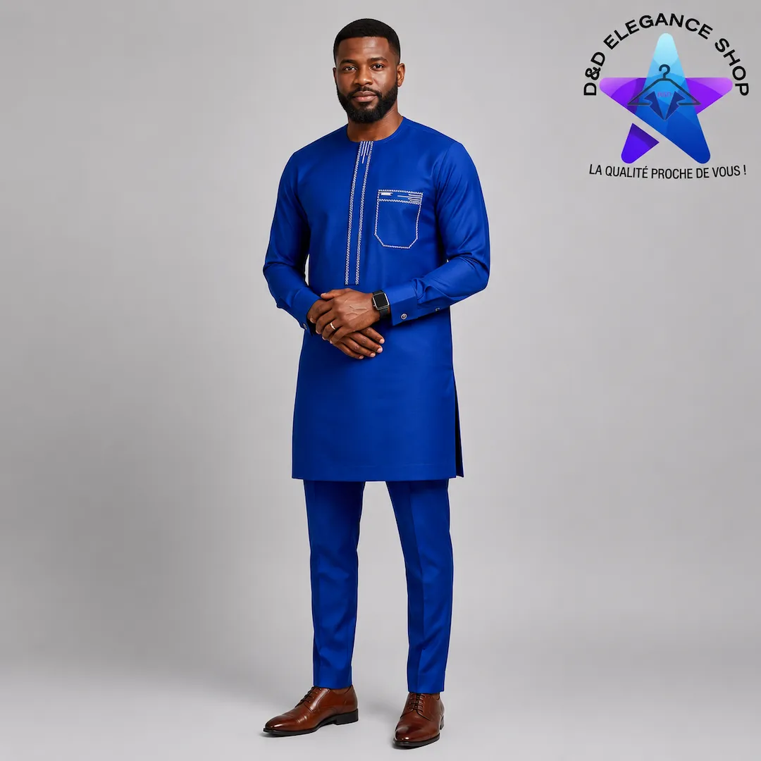 [ENS-TU2-SEN-0101] ENSEMBLE TUNIQUE  2 PIECES HOMME SENEGAL 010 (LONGUE, XL)