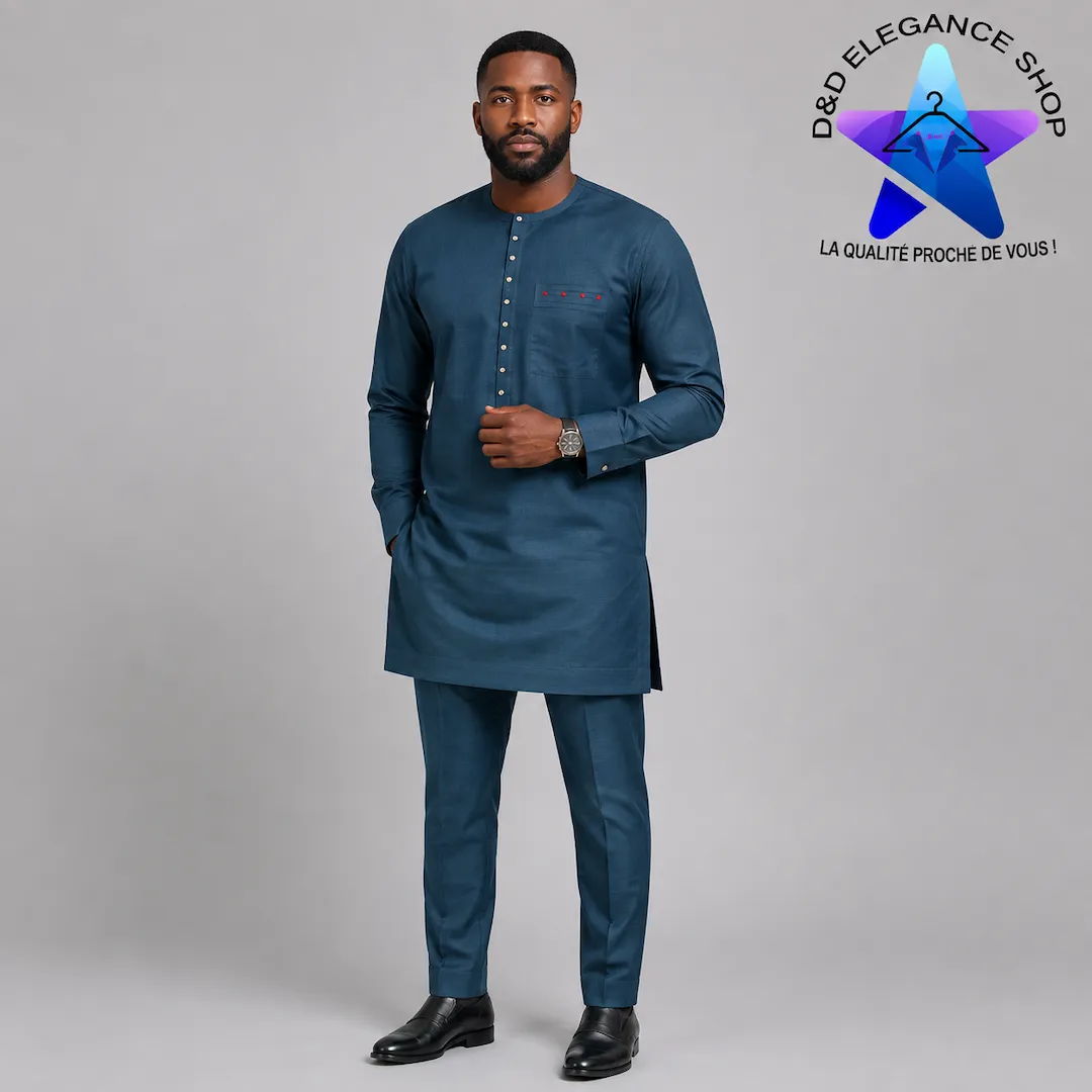 [ENS-TU2-SEN-0111] ENSEMBLE TUNIQUE  2 PIECES HOMME SENEGAL 011 (LONGUE, XL)