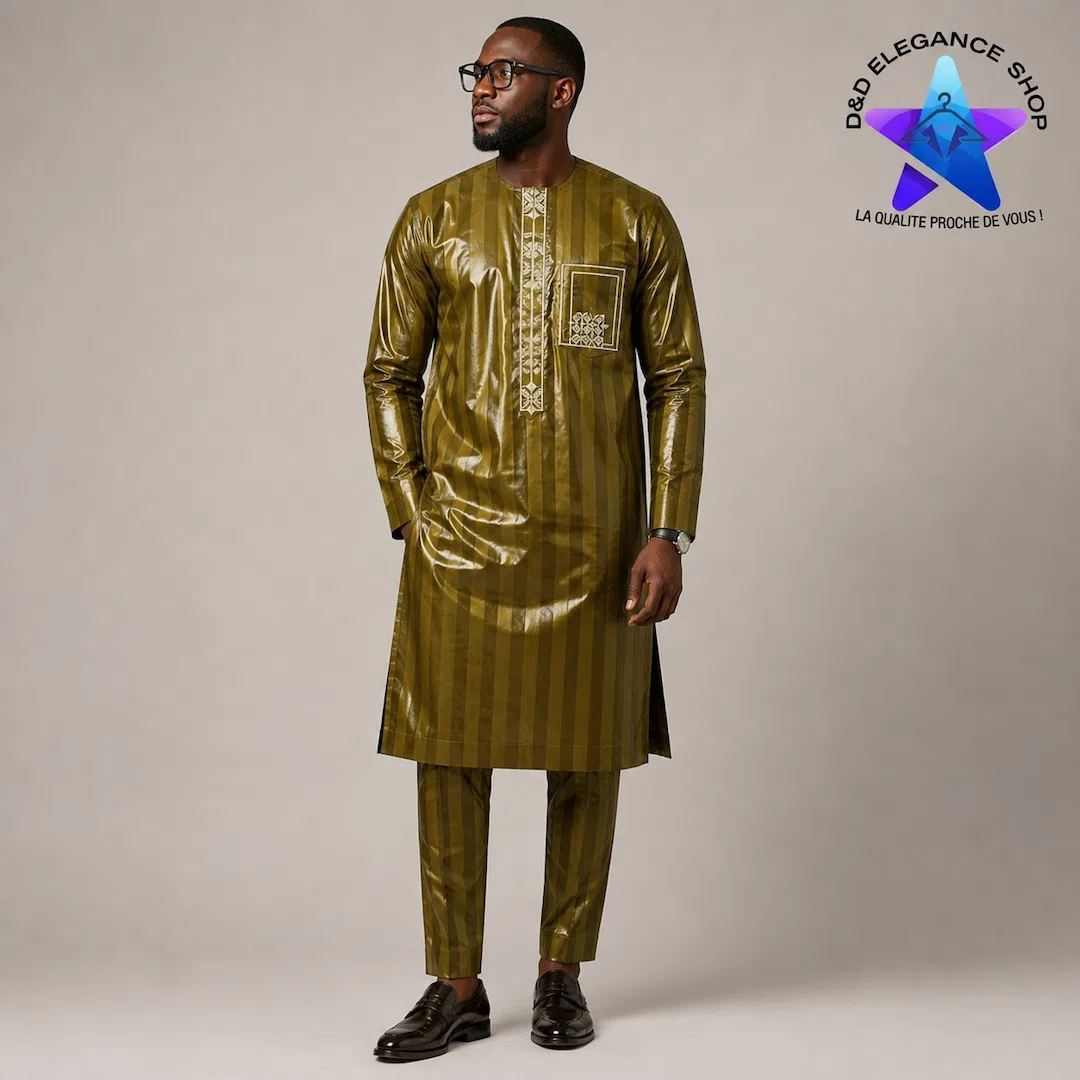 [ENS-BR2-MAL-0021] ENSEMBLE BAZIN  RICHE 2 PIECES  MALI  002 (LONGUE, XL)