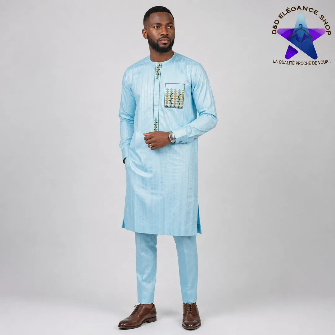 [ENS-BR2-MAL-0071] ENSEMBLE BAZIN  RICHE 2 PIECES  MALI  007 (LONGUE, XL)
