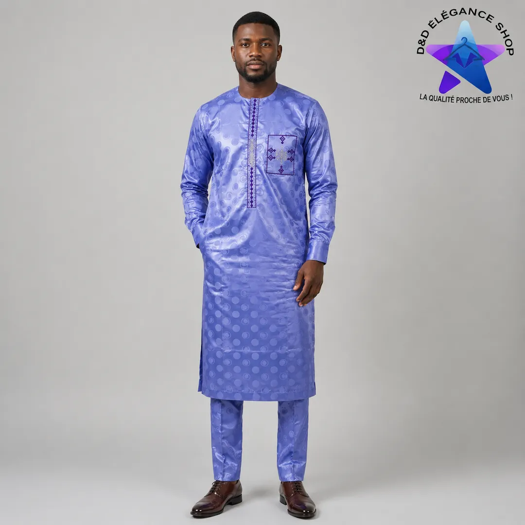 [ENS-BR2-MAL-0081] ENSEMBLE BAZIN  RICHE 2 PIECES  MALI  008 (LONGUE, XL)