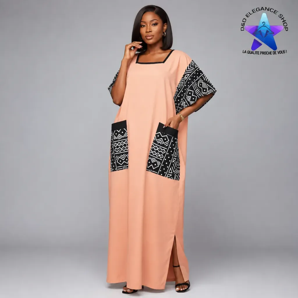 ROBE  LONGUE COTE D'IVOIRE 004 (XL, ROSE-POUDRE)