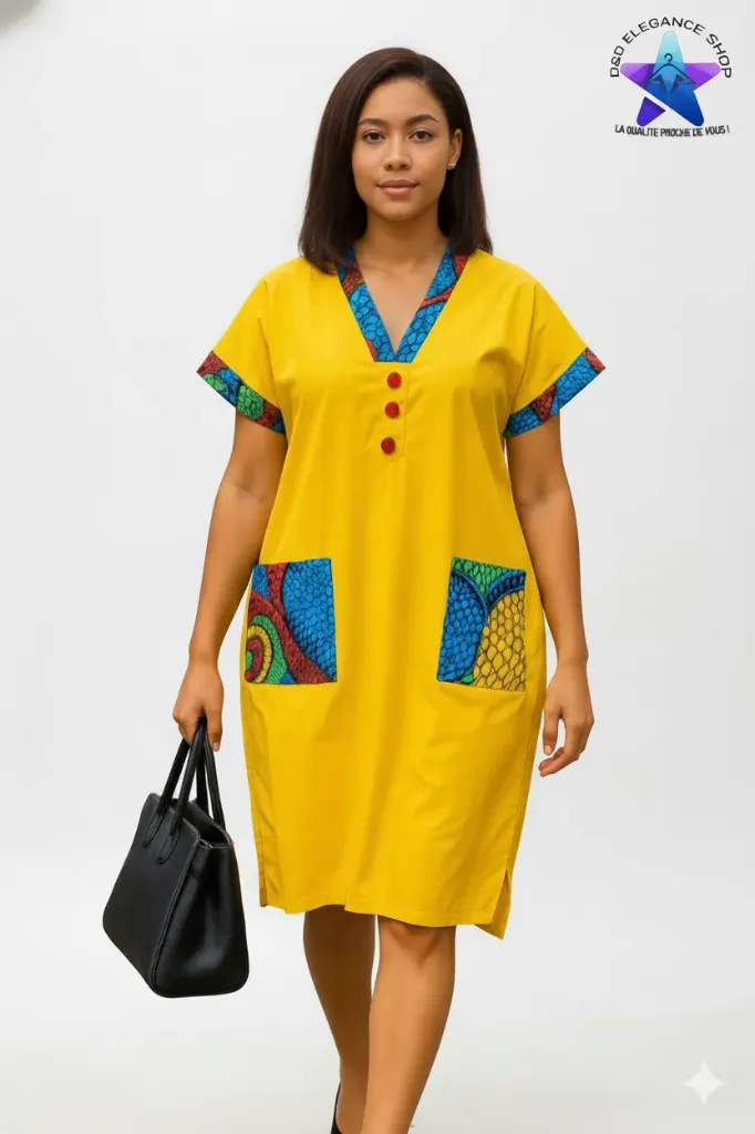 ROBE COURTE COTE D'IVOIRE 001 (XL, JAUNE)