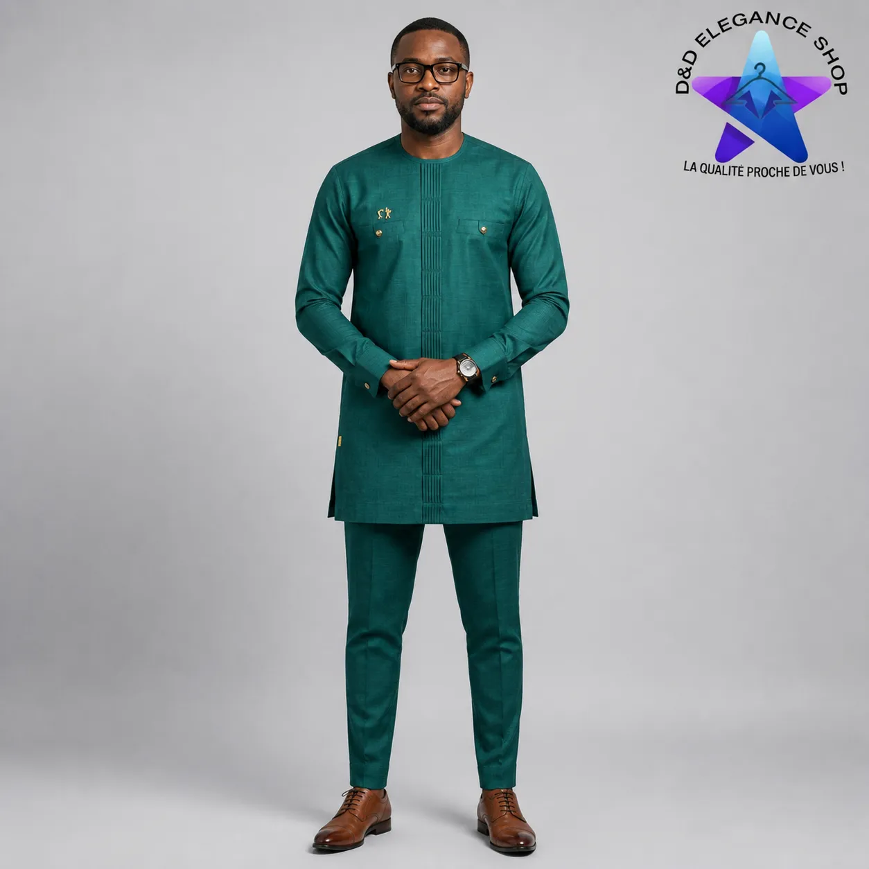 ENSEMBLE TUNIQUE 2 PIECES HOMME COTE D'IVOIRE  017 (LONGUE, XL, VERTE)