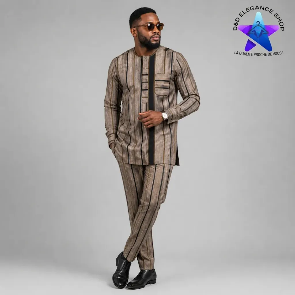 ENSEMBLE TUNIQUE 2 PIECES HOMME COTE D'IVOIRE  040 (XL, CHOCOLAT)