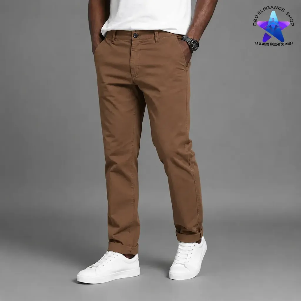 PANTALON  KAKI HOMME (MARRON, 28 (XS))