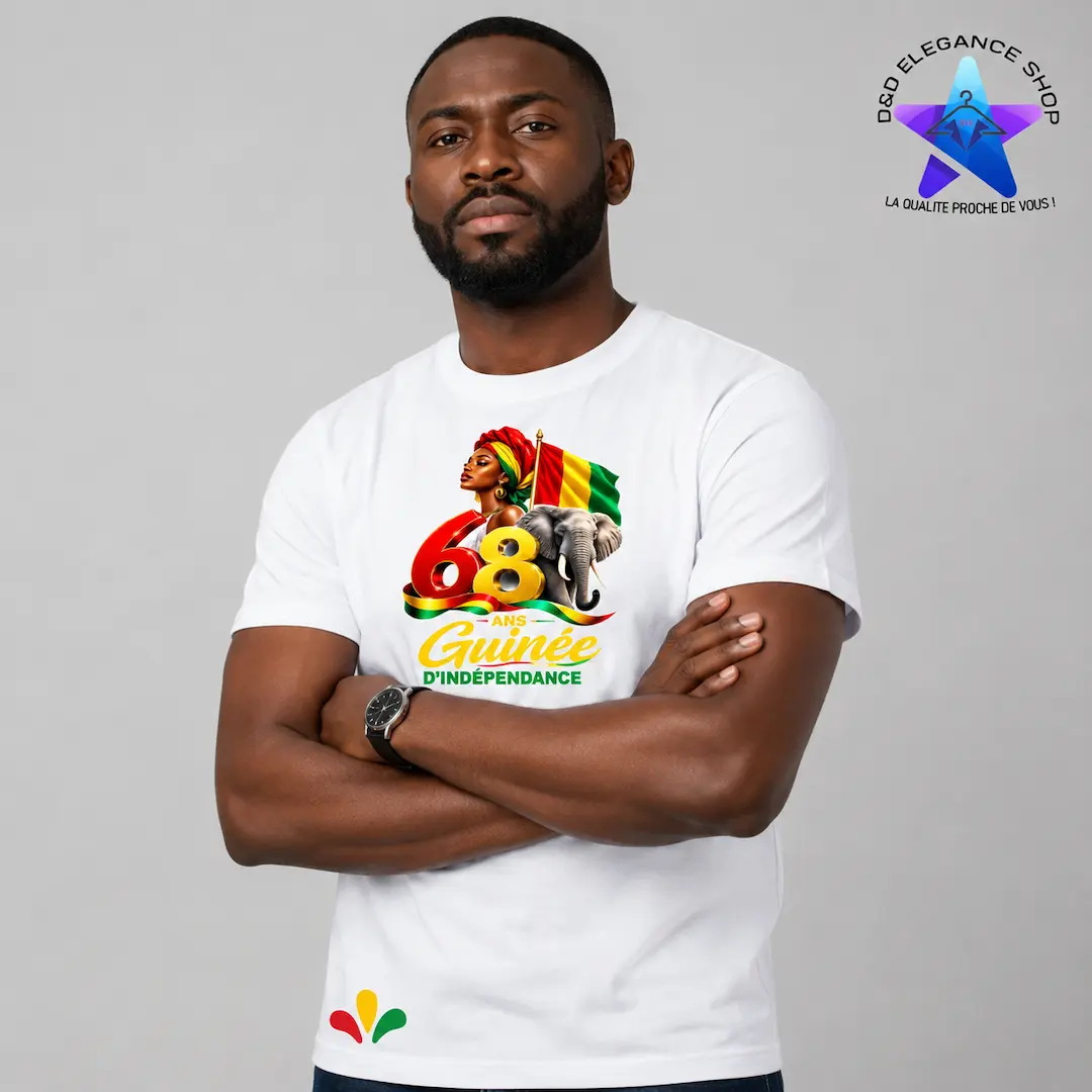 [CIG-TSO2-0001] CHEMISE  INDEPENDANCE T-SHIRT GUINEE (NOIRE, L)
